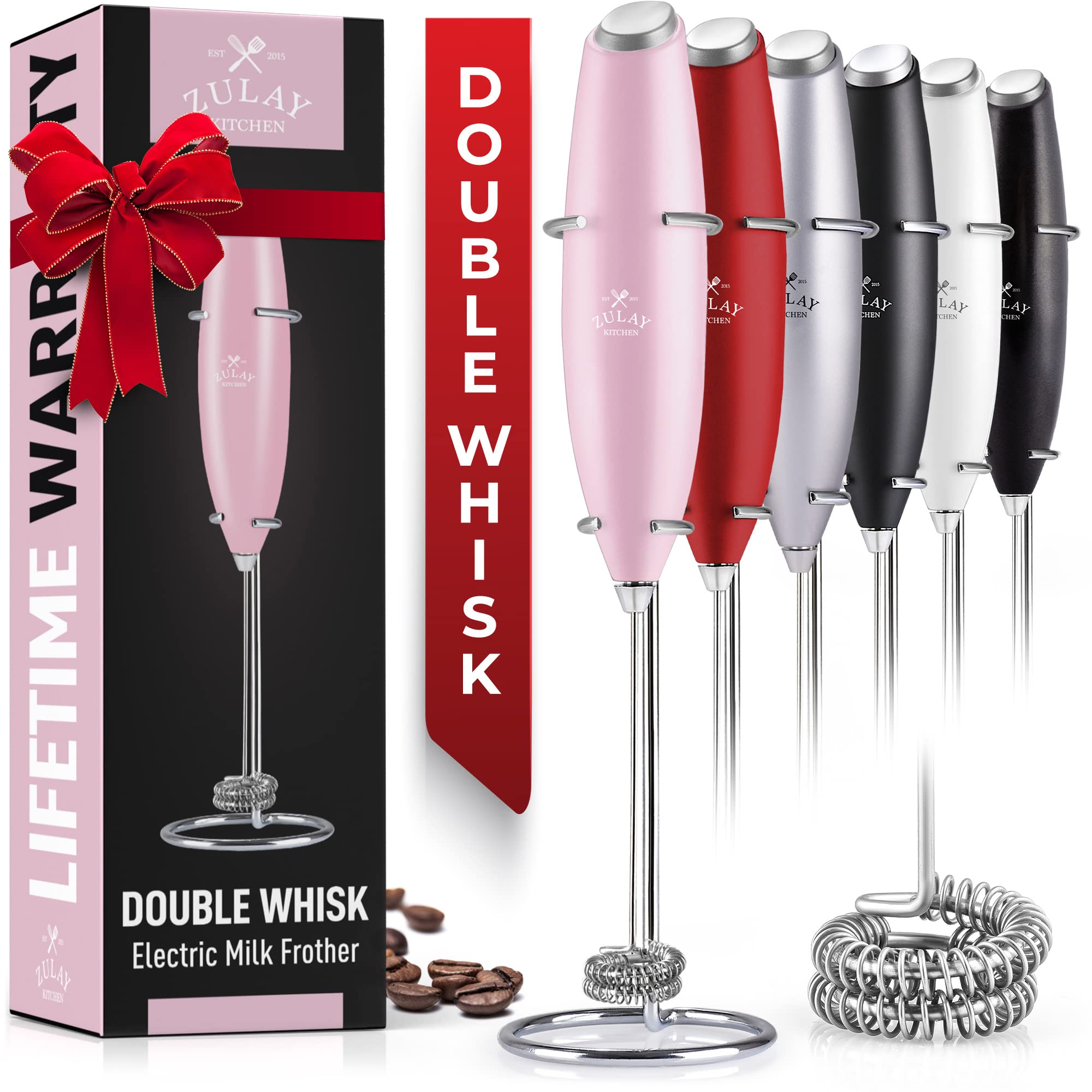 Zulay Double Whisk Milk Frother Handheld