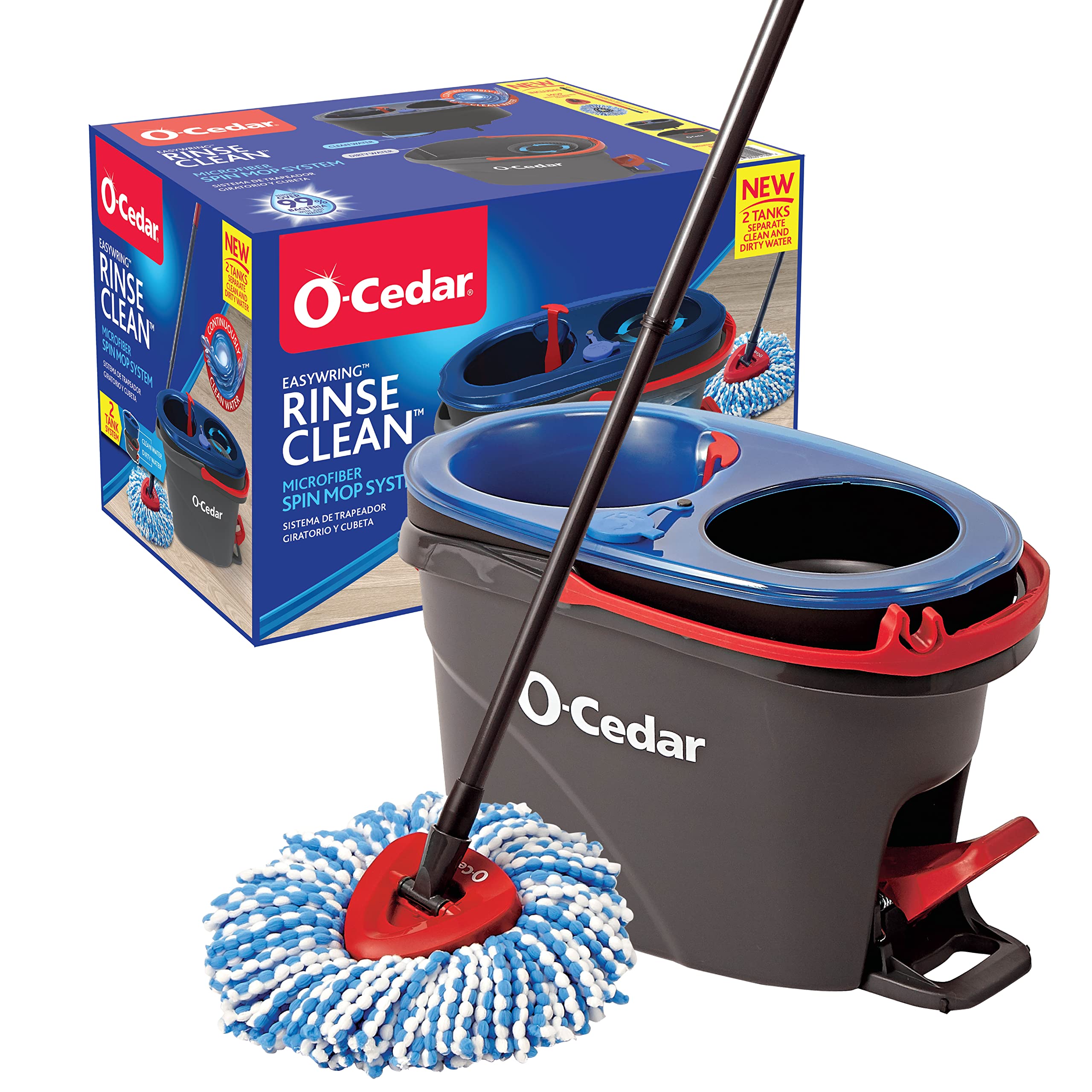 O-Cedar EasyWring RinseClean Microfiber Spin Mop & Bucket Floor Cleaning System