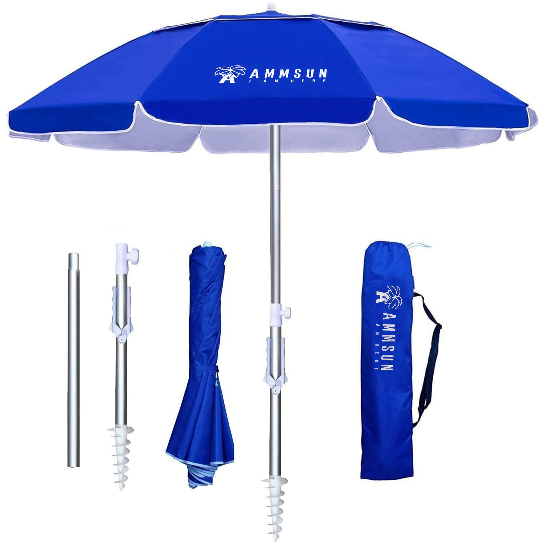 AMMSUN 6.5ft Portable Beach Umbrella