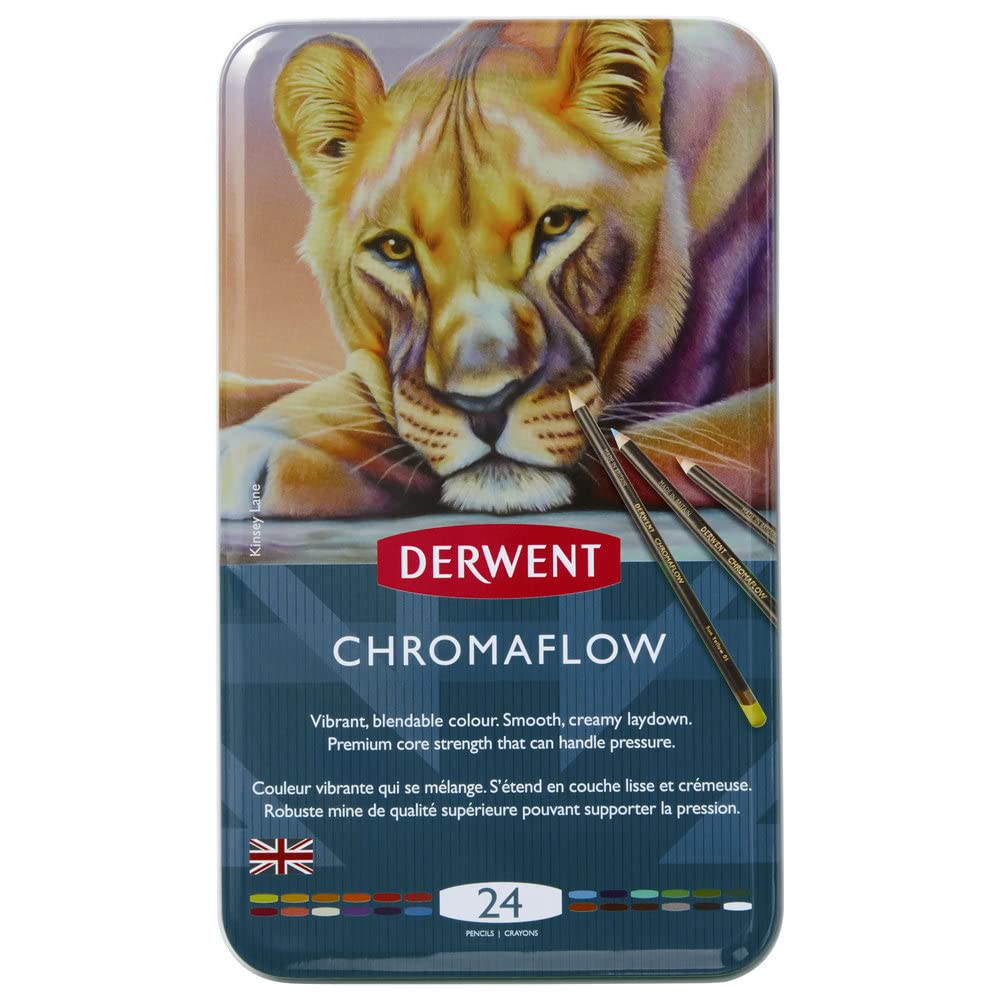 Derwent Chromaflow Colored Pencils Tin, Set of 24