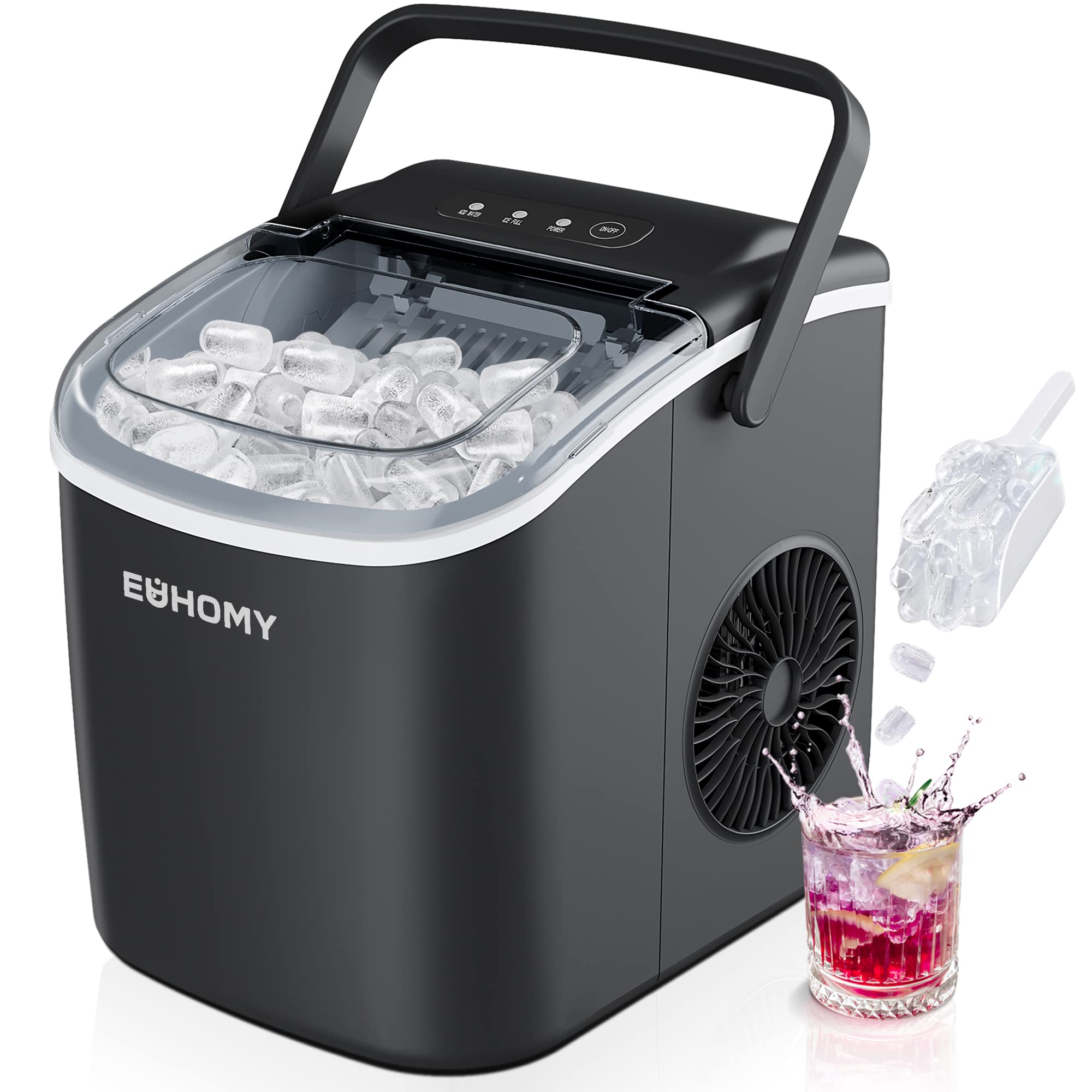 EUHOMY Countertop Ice Maker Machine with Handle