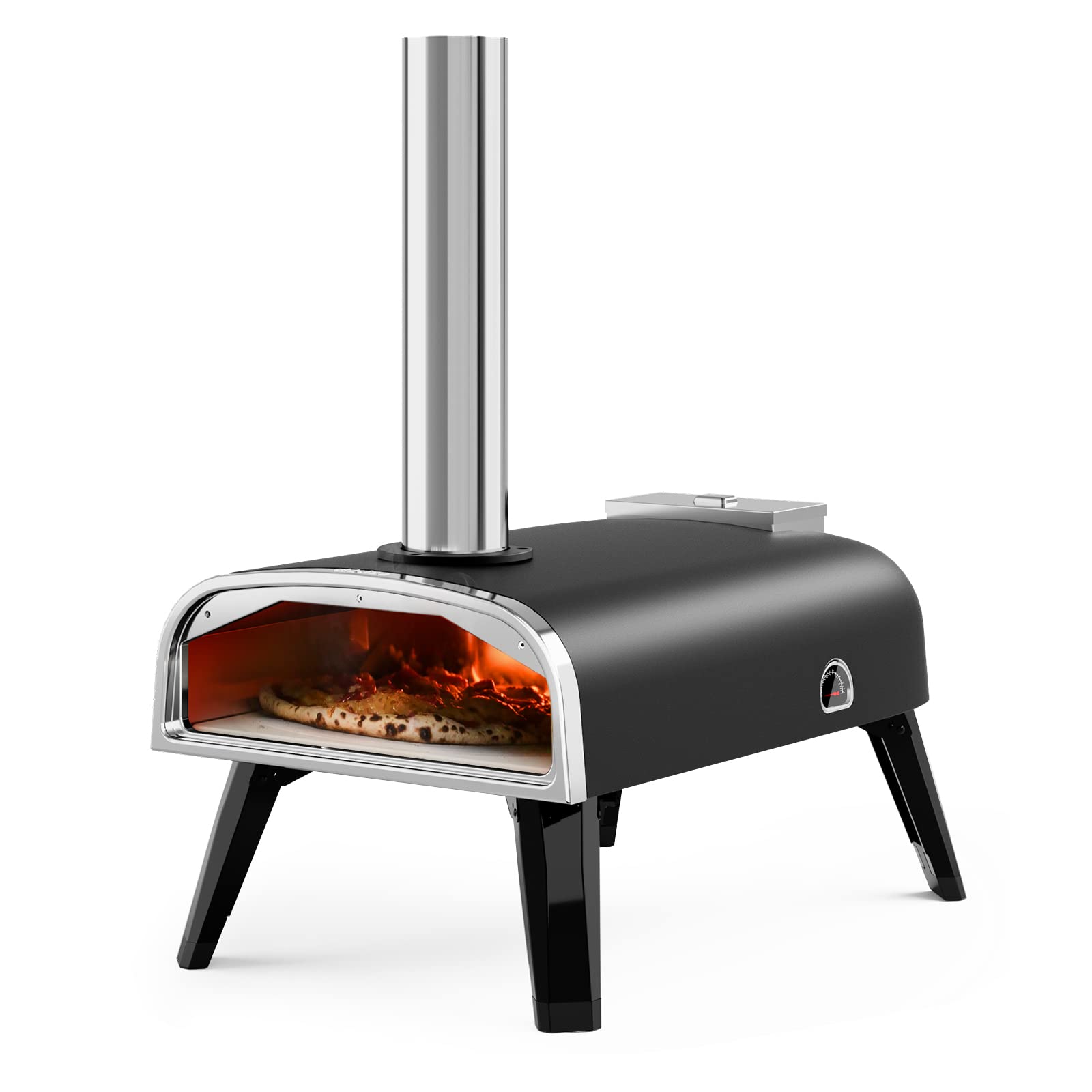 aidpiza Pizza Oven Outdoor 12" Wood Fired Pizza Ovens Pellet Pizza Stove for Outside, Portable Stainless Steel Pizza Oven for Backyard Pizza Maker Portable Mobile Outdoor Kitchen black